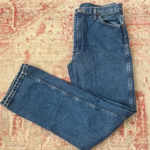 Wrangler Blue Jeans Size 36x34 Cowboy Cut 936GBK Medium Wash Slim Fit Mens